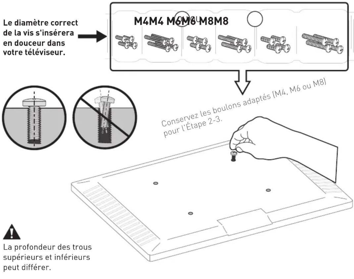 ErgoAV ERMMM901B - 2-1 Sélectionnez les boulons pour le téléviseur - 1