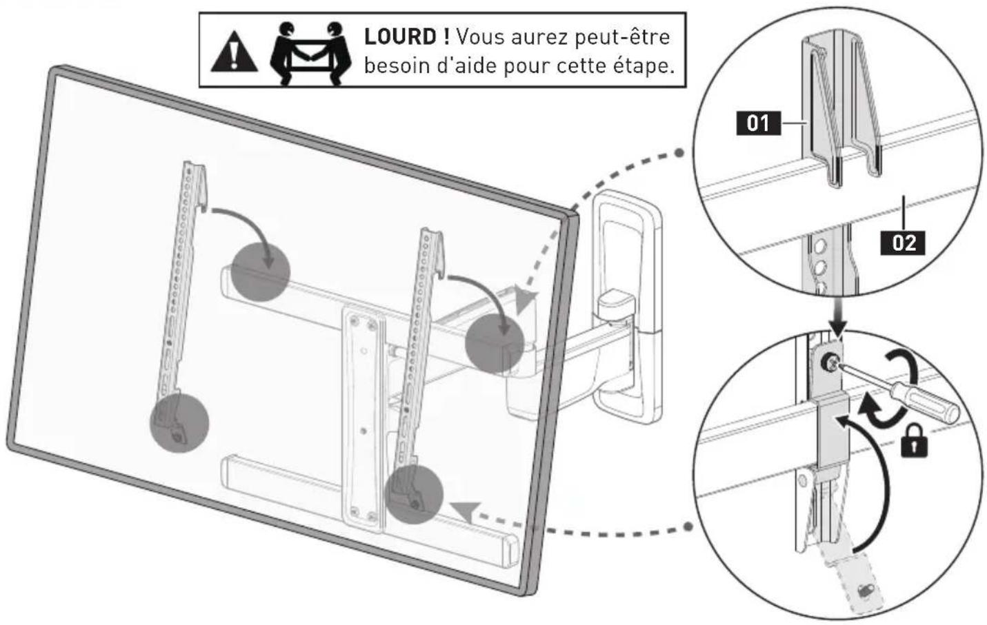 ErgoAV ERMMM901B - ÉTAPE 6 Accrochez la télévision sur le support frontal - 1