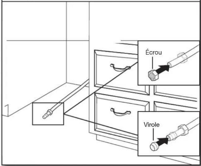 KITCHENAID KDFS424SBE - Enfiler l'écrou et la virole sur le tube (tube de cuivre uniquement) - 1