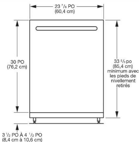 KITCHENAID KDFS424SBE - DIMENSIONS D'OUVERTURE DU PRODUIT ET DE L'ARMOIRE : - 1
