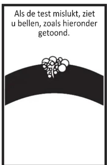 Als de test mislukt, ziet u bellen, zoals hieronder getoond.