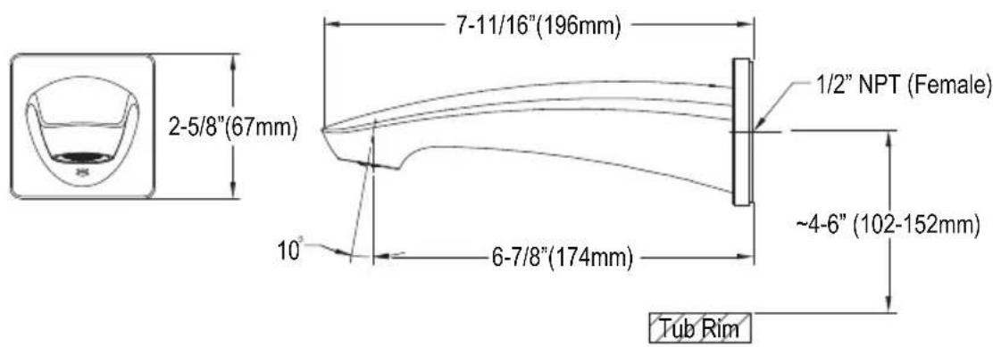 TOTO TBG09001U - ROUGH-IN DIMENSIONS / DIMENSIONES PRELIMINARES ROBINETTERIE BRUTE / DIMENSÕES APROXIMADAS - 3