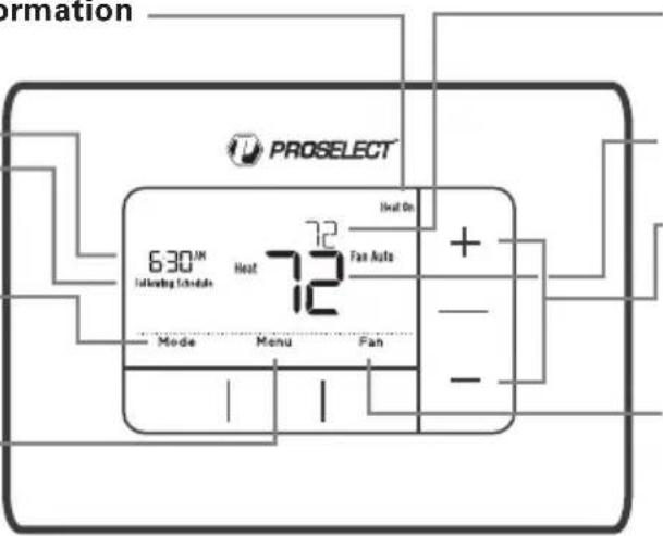 ProSelect PSTSP11AWH - Thermostat controls - 1