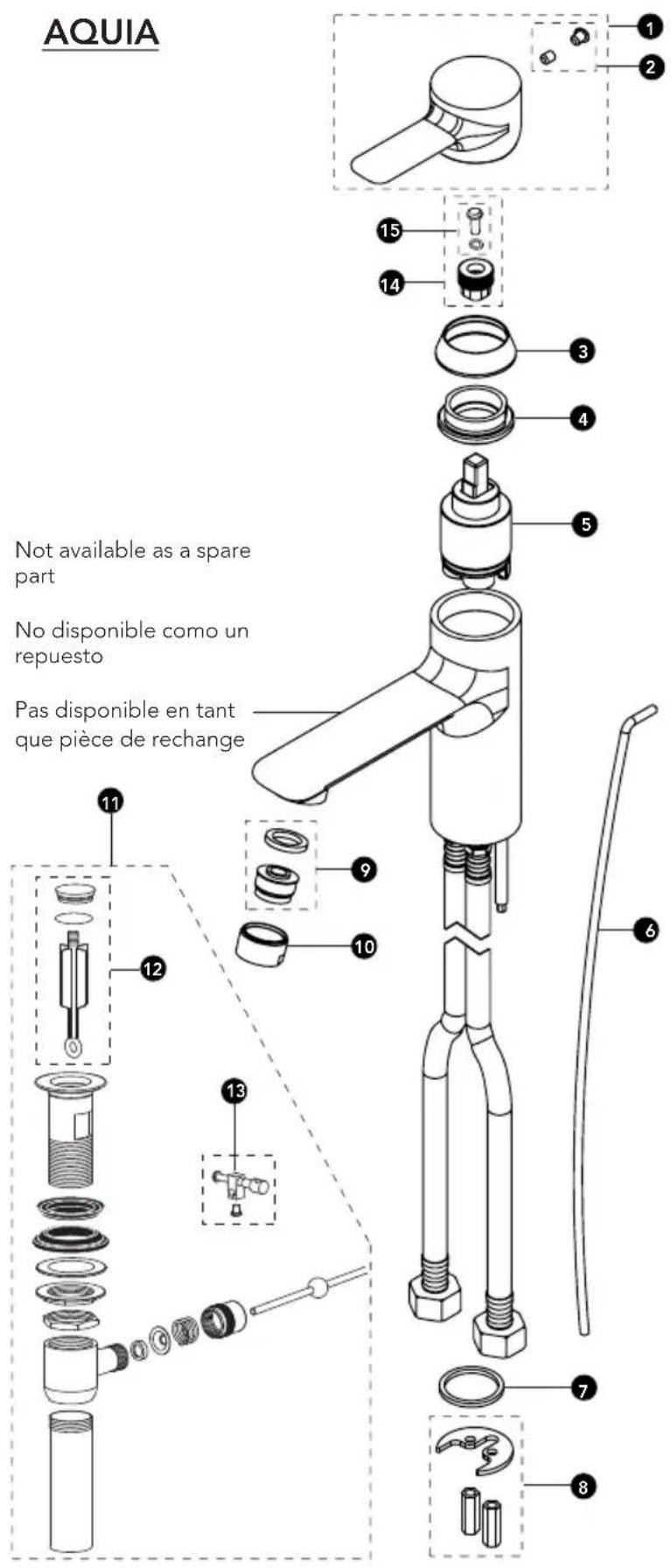 TOTO Upton TL630SDH12 - REPLACEMENT PARTS / PIEZAS DE REPUESTO / PIÈCES DE RECHANGE - 1