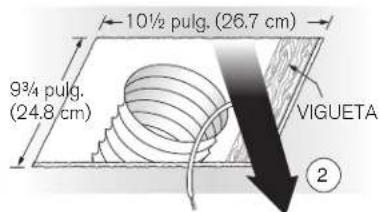 10½ pulg. (26.7 cm) 9¾ pulg. (24.8 cm) VIGUETA ②