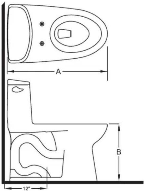 TOTO Promenade II MS814224CUF - ROUGH-IN DIMENSIONS / BOSQUEJO / ROBINETTERIE BRUTE - 1