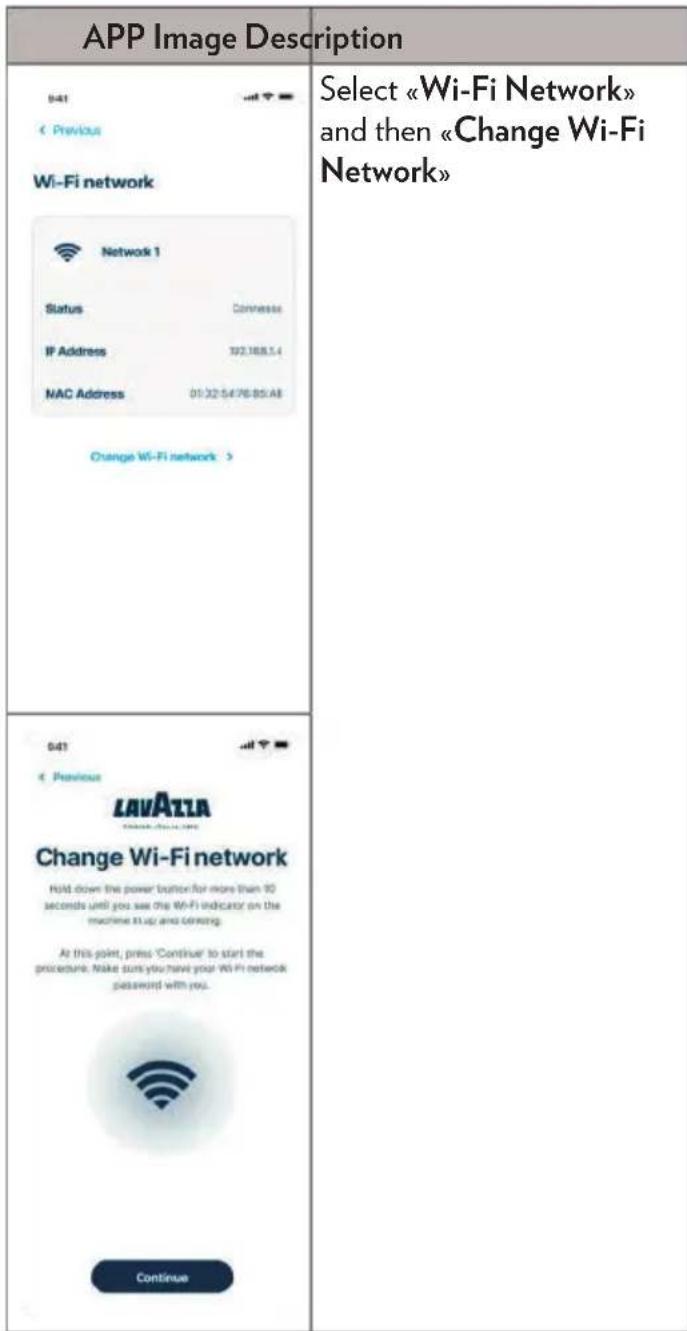 Lavazza Assoluta - CHANGING THE WI-FI NETWORK IN THE APP - 3