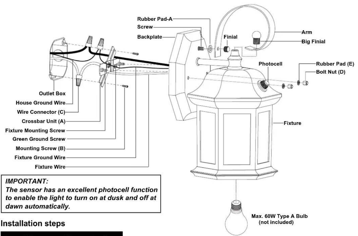 Vaxcel Wellington T0738 - ASSEMBLY AND INSTALLATION INSTRUCTIONS - 2