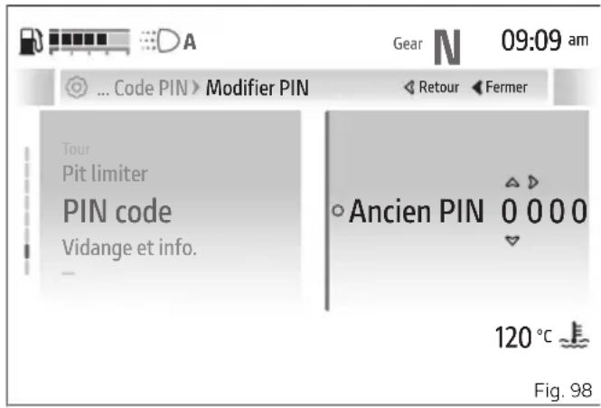 DUCATI Panigale V2 (2026) - Saisie nouveau code PIN : - 2