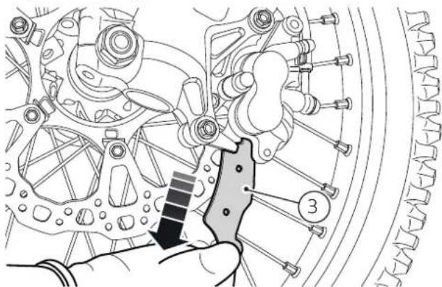 DUCATI Desmo450 MX Factory (2026) - Dépose des plaquettes de frein avant - 2