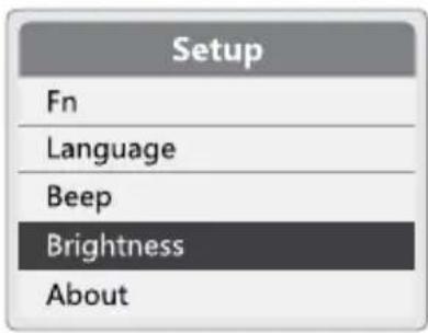 Setup Fn Language Beep Brightness About