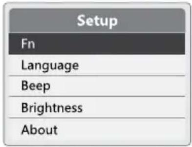 Setup Fn Language Beep Brightness About
