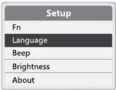 Setup Fn Language Beep Brightness About