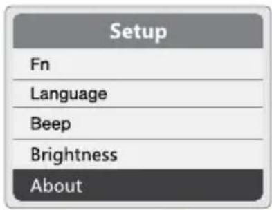 Setup Fn Language Beep Brightness About