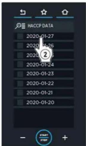 Unox CHEFTOP MIND.Maps PLUS COMPACT - ① Sélectionnez « HACCP DATA » (Données HACCP). - 2