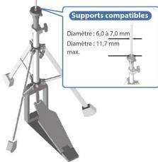 Supports compatibles Diamètre : 6,0 à 7,0 mm Diamètre : 11,7 mm max.
