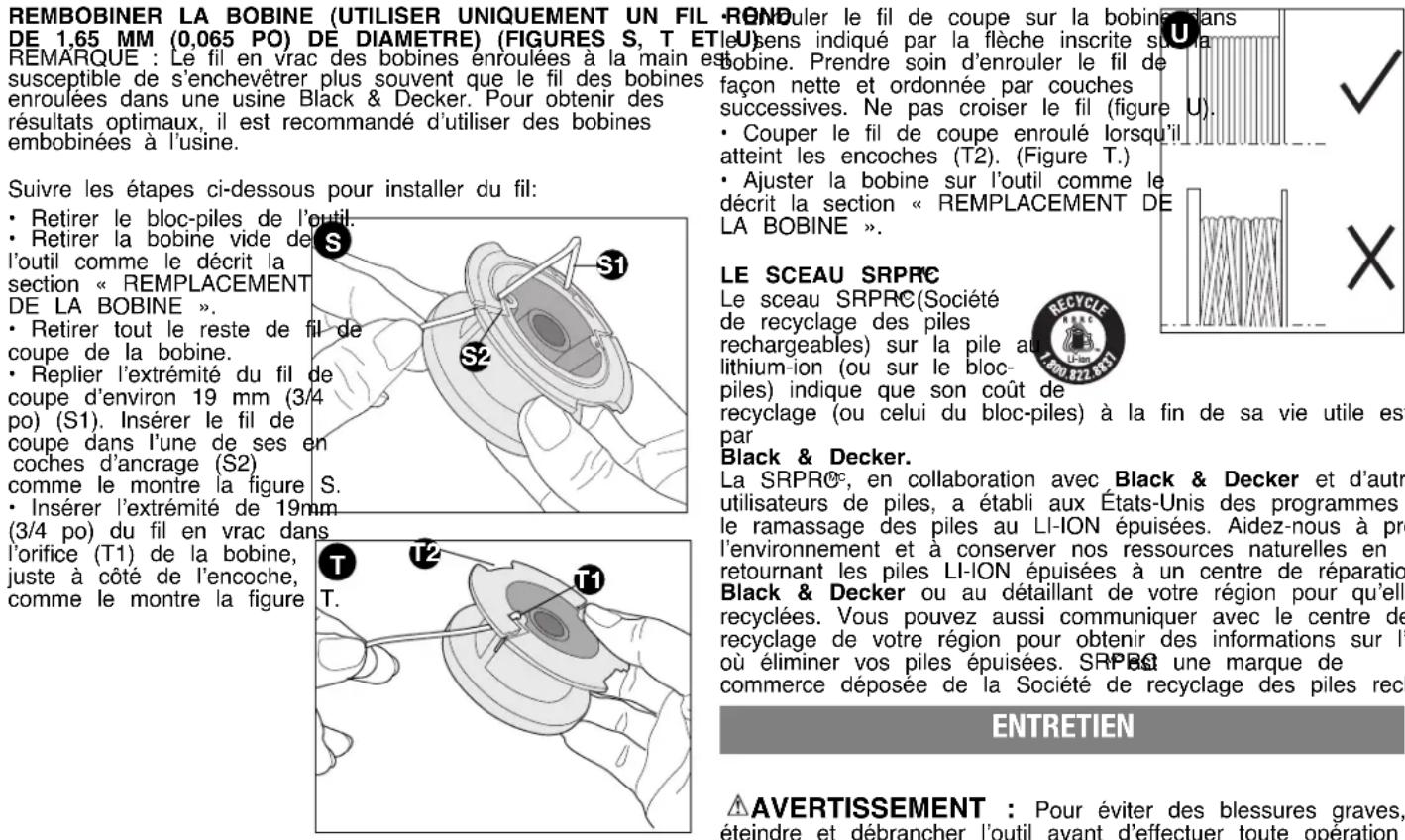 BLACK & DECKER LST136 - - Utiliser uniquement un FILDE NYLON ROND - 2