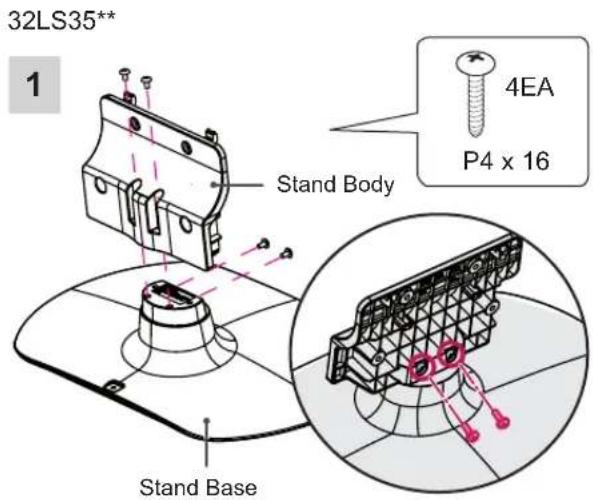 LG 32LS350S - Attaching the stand - 5
