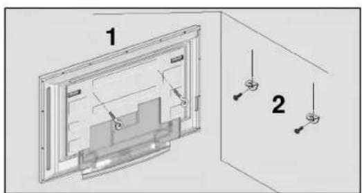 LG 42LC2RB - Hogyan kell a falhoz erősíteni az összeszerelt terméket, hogy védje a készüléket a felborulástól - 1