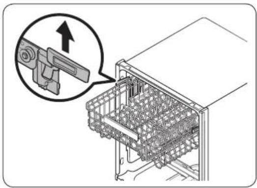 Diagram showing a device being inserted into a rack, with an arrow indicating the insertion direction.
