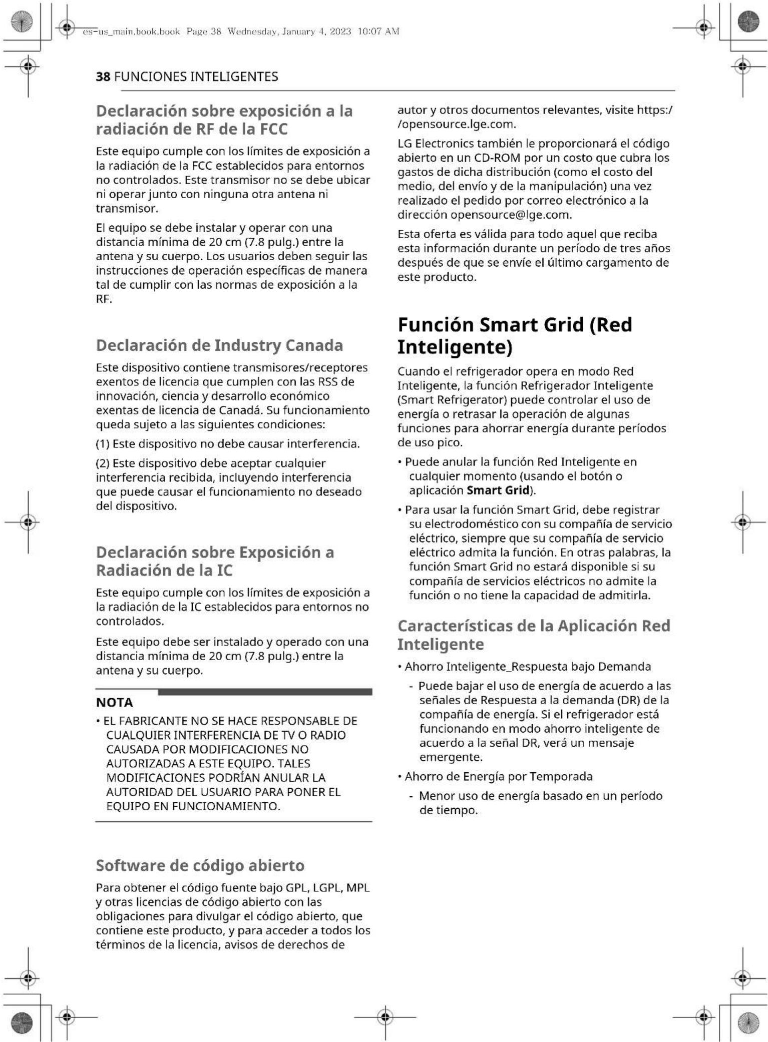 LG LFXS28566S - Aviso de la FCC - 3
