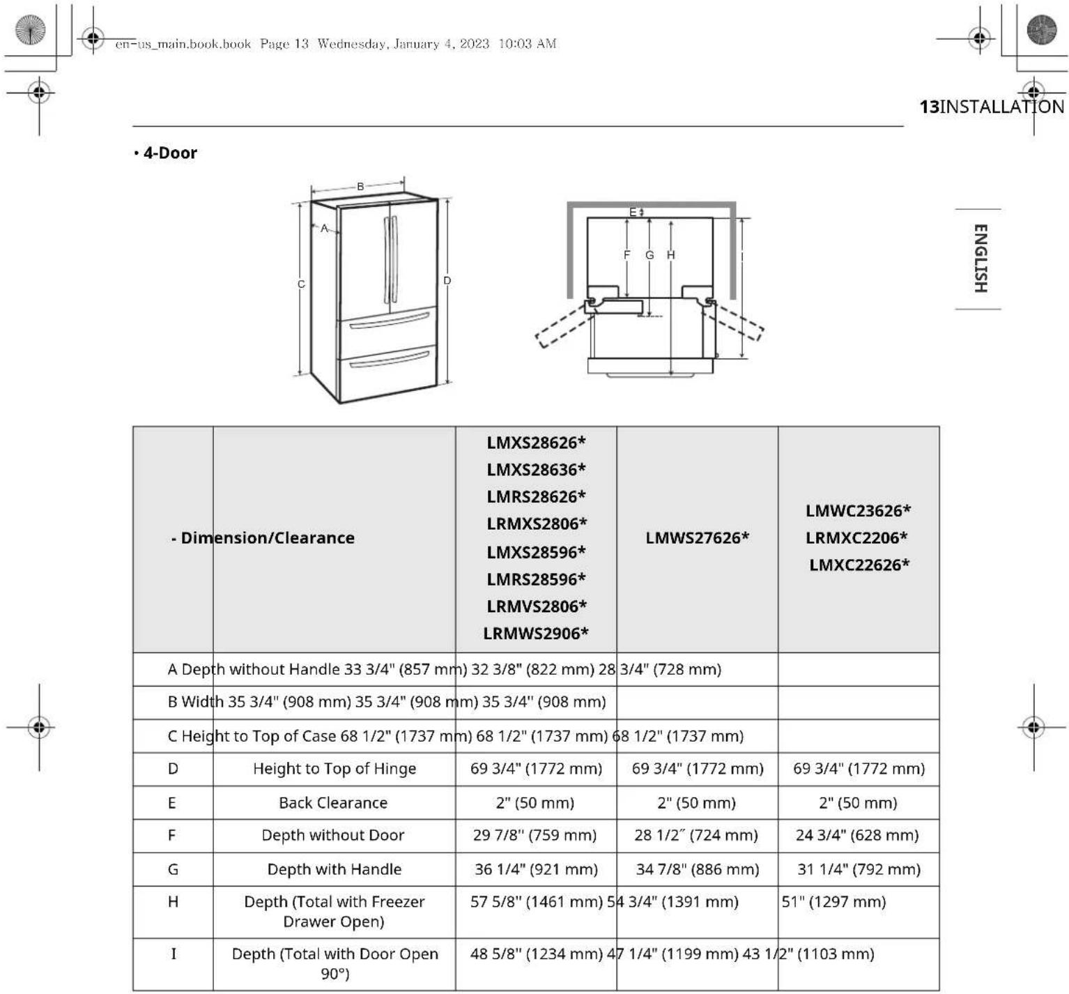 LG LFXS28566S - Dimensions and Clearances - 3