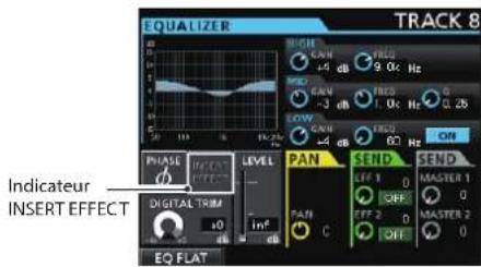EQUALIZER TRACK 8 PHASE LEVEL DIGITAL TRIM a0 1m² EQ FLAT INDATEUR INSERT EFFECT RUSH GWH +4 dB FREQ 9.0K Hz RED GWH -3 dB FREQ 0K Hz LOW GWH +4 dB FREQ 60 Hz ON PAN SEND SEND LEE 1 0 MASTER 1 OFF FREQ 2 0 MASTER 2 C OFF EQ FLAT