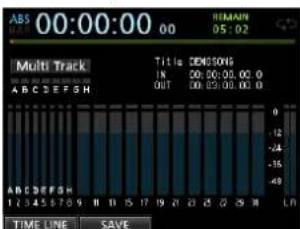 ABS 00:00:00 00 RIMANS 05:02 Multi Track Title DENDORS IN 00:00:05.00.0 OUT 00:00:05.00.0 0 -12 -24 -15 -49 17 19 21 23 25 27 30 TIME LINE SAVE