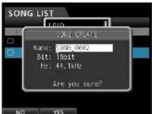 SONS CREATE! Name: SONG_0002 Bit: 16bit Hz: 44.1kHz Are you sure?