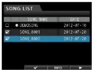 SONG LIST SONG NAME DATE ● DEMOSONG 2012-07-10 SONG_8001 2012-07-20 SONG_8002 2012-07-20