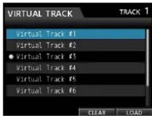 VIRTUAL TRACK Virtual Track #1 Virtual Track #2 Virtual Track #3 Virtual Track #4 Virtual Track #5 Virtual Track #6 CLEAR LOAD