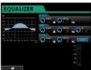 EQUALIZER RICH MAIN 1.2 dB TREQ 1.31 Hz MID MAIN -1.2 dB TREQ 32 Hz S 29 LOW MAIN -1.2 dB TREQ 32 Hz OFF D +10 -2.8 -36 -4.0 1.8
