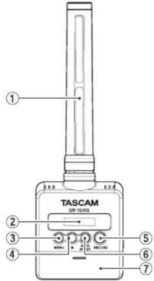 TASCAM DR10SG - Nomi e funzioni delle parti - 1