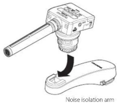TASCAM DR10SG - Using the noise isolation arm - 1