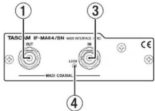 TASCUM IF-MA64/BN MADI INTERFACE I HD OUT IN LOCK CE MADI COAXIAL ① ③ ④