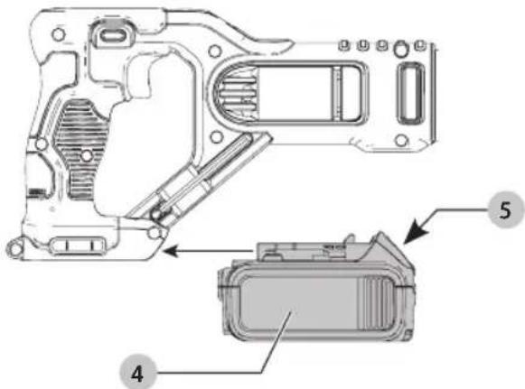 DEWALT DCS498 - Installing and Removing the Battery Pack (Fig. F) - 1