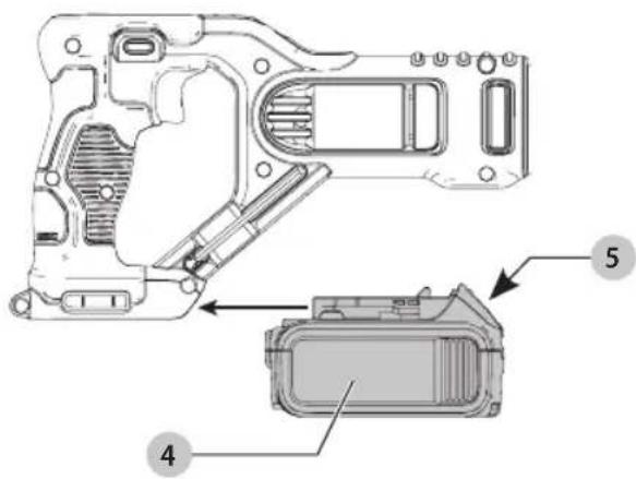 DEWALT DCS498 - como instalar y retirar launidad de bateria (Fig. F) - 1