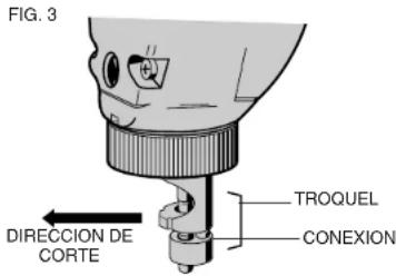 FIG. 3 DIRECCION DE Corte TROQUEL CONEXION
