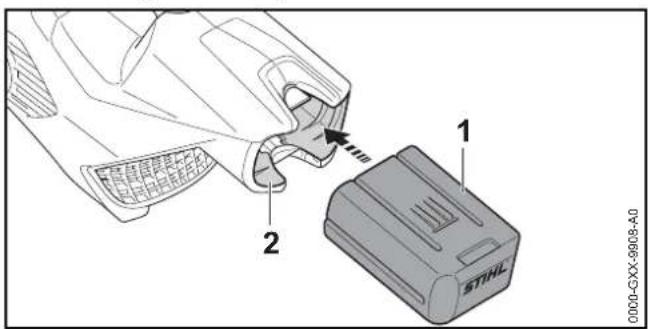 STIHL BGA 86 - Inserting the battery - 1