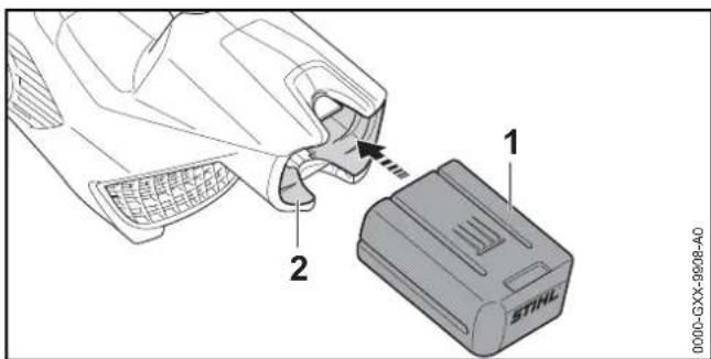 STIHL BGA 86 - Inserire la batteria - 1
