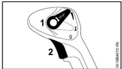 STIHL BR 500 - Positions du levier de réglage - 3
