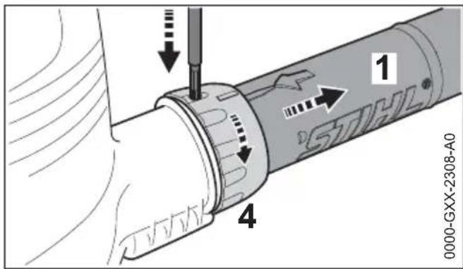 STIHL BGE 71 - Blaaspijp demonteren - 1