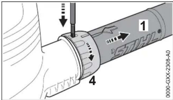 STIHL BGE 71 - Smontare il tubo soffiatore - 1