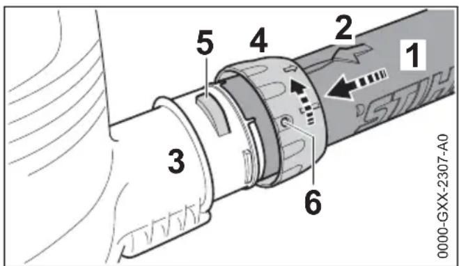 STIHL BGE 71 - Mounting the Blower Tube - 1