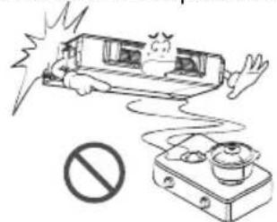Cartoon illustration showing a person falling off a bus with a 'no sign' symbol below, next to a cooking pot.