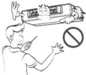 Illustration showing a person holding a device with a 'no' symbol, and another person reacting with noise or toxicity.