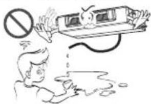 Safety warning illustration showing a person reacting to a device with a 'No' symbol above, indicating no hazard or absence of protection.