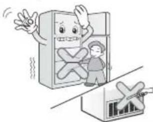 LG GLC322RLBN - Do not insert hand or metal stick into the exit of cool air, cover, bottom of the refrigerator, heat proof grill (exhaust hole) at backside. - 1