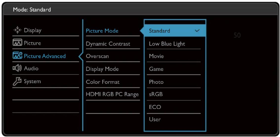 BENQ BL2780 - Menu Image Avancée - 1