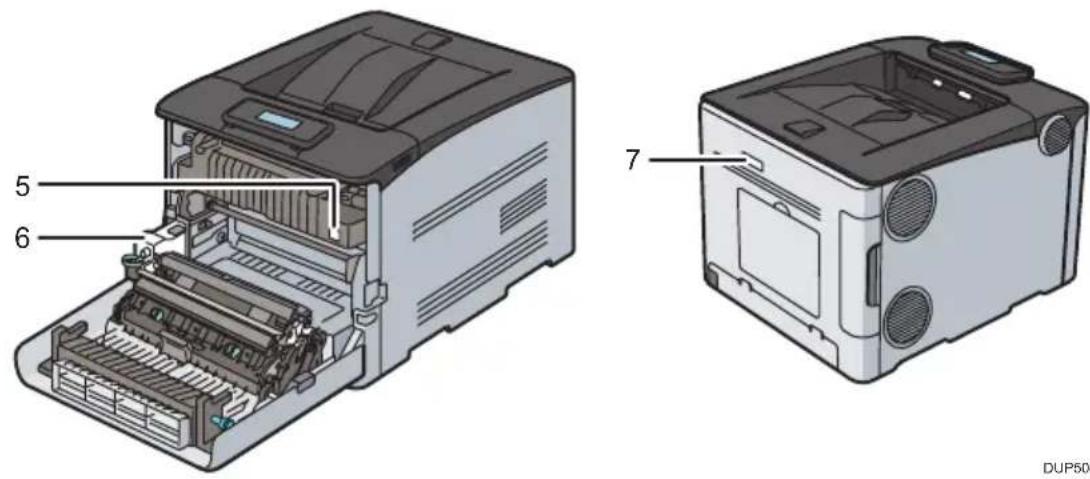 RICOH SP C360DNw - Plaats van de stickers WARNING en CAUTION - 2